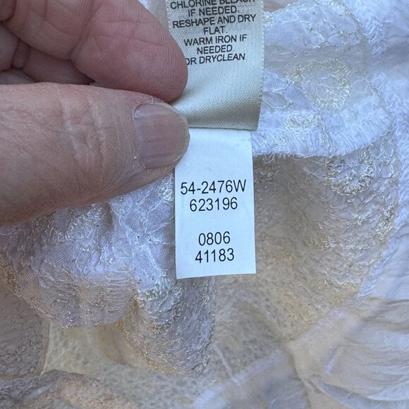 J.Jill Textured Lace Button-Up Blouse Size 2X White Ivory Sheer Ruffled Hem NEW - Picture 11 of 15